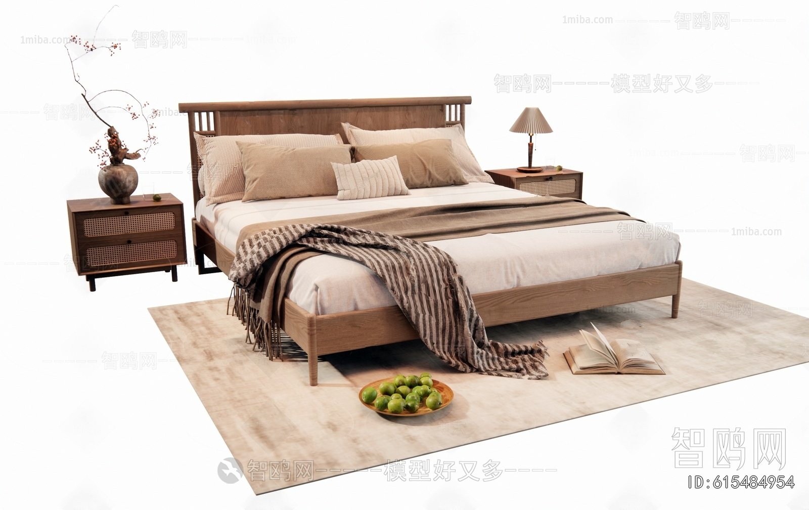 Wabi-sabi Style Double Bed