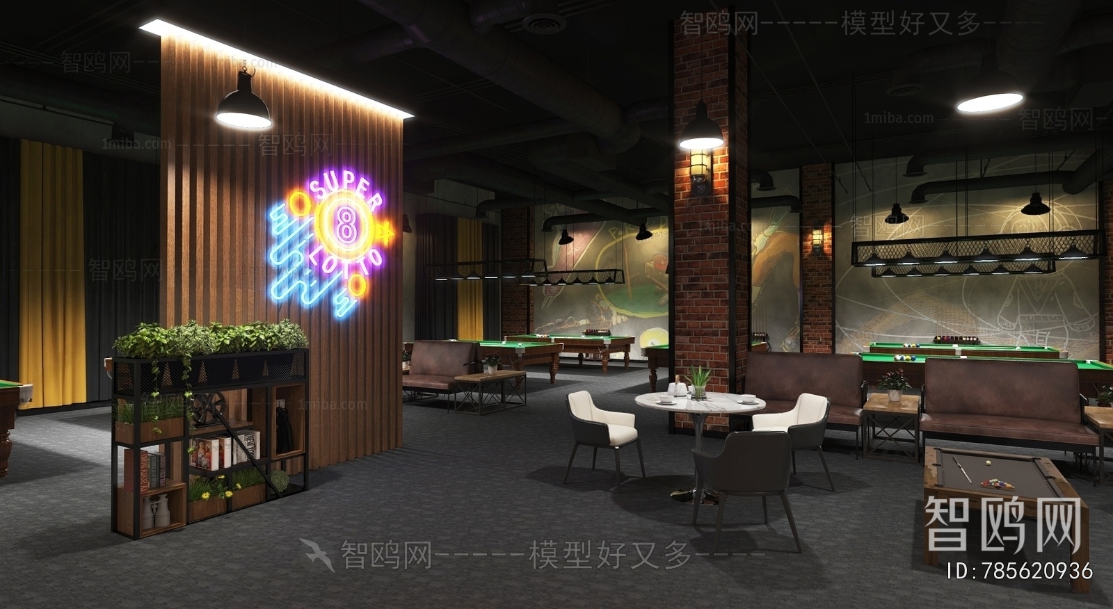 Industrial Style Billiard Room