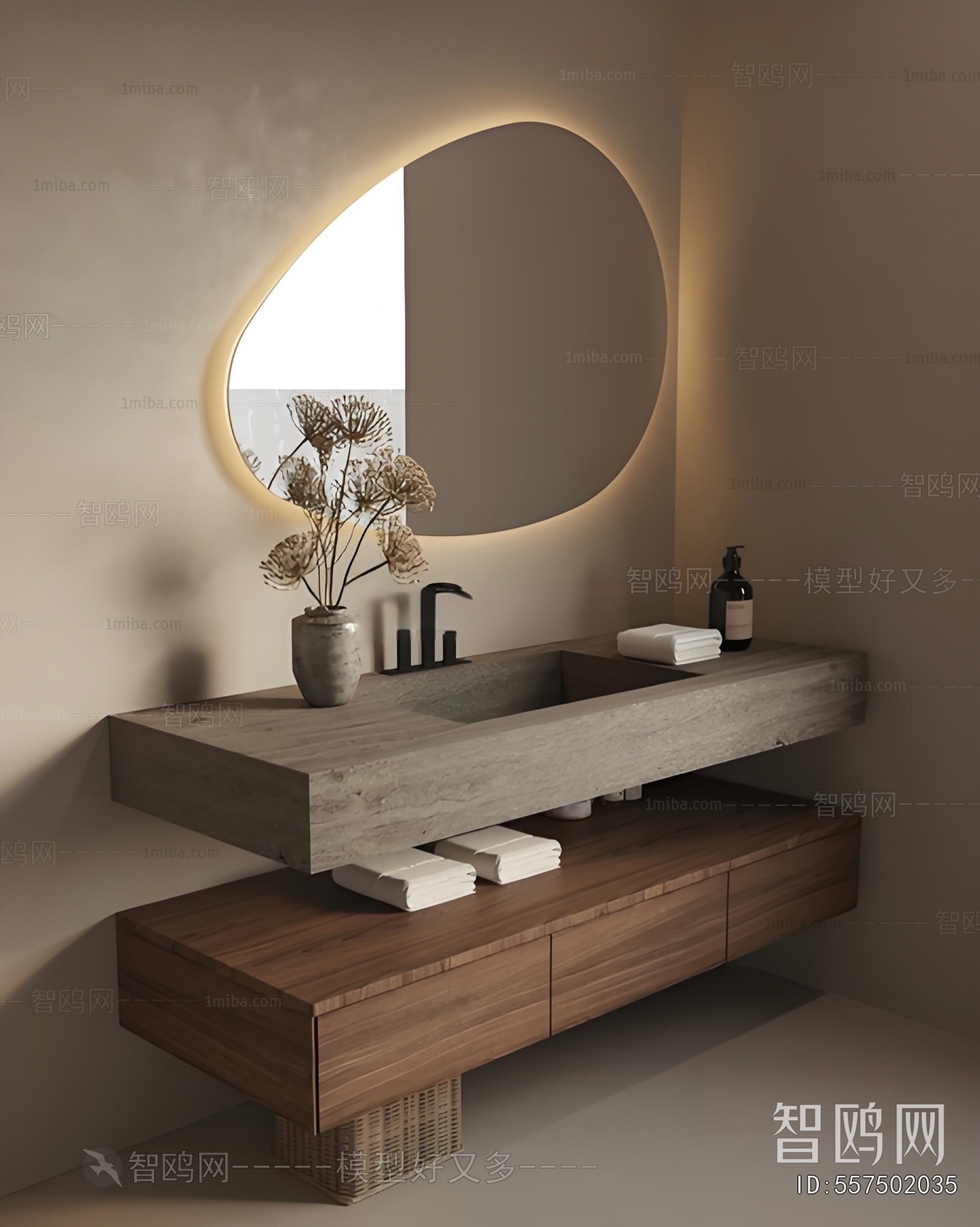 Wabi-sabi Style Bathroom Cabinet