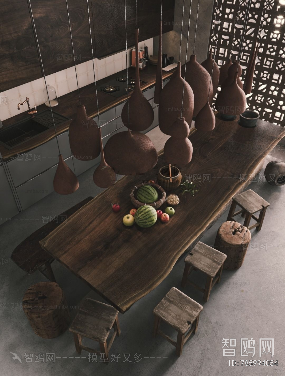 Wabi-sabi Style Open Kitchen