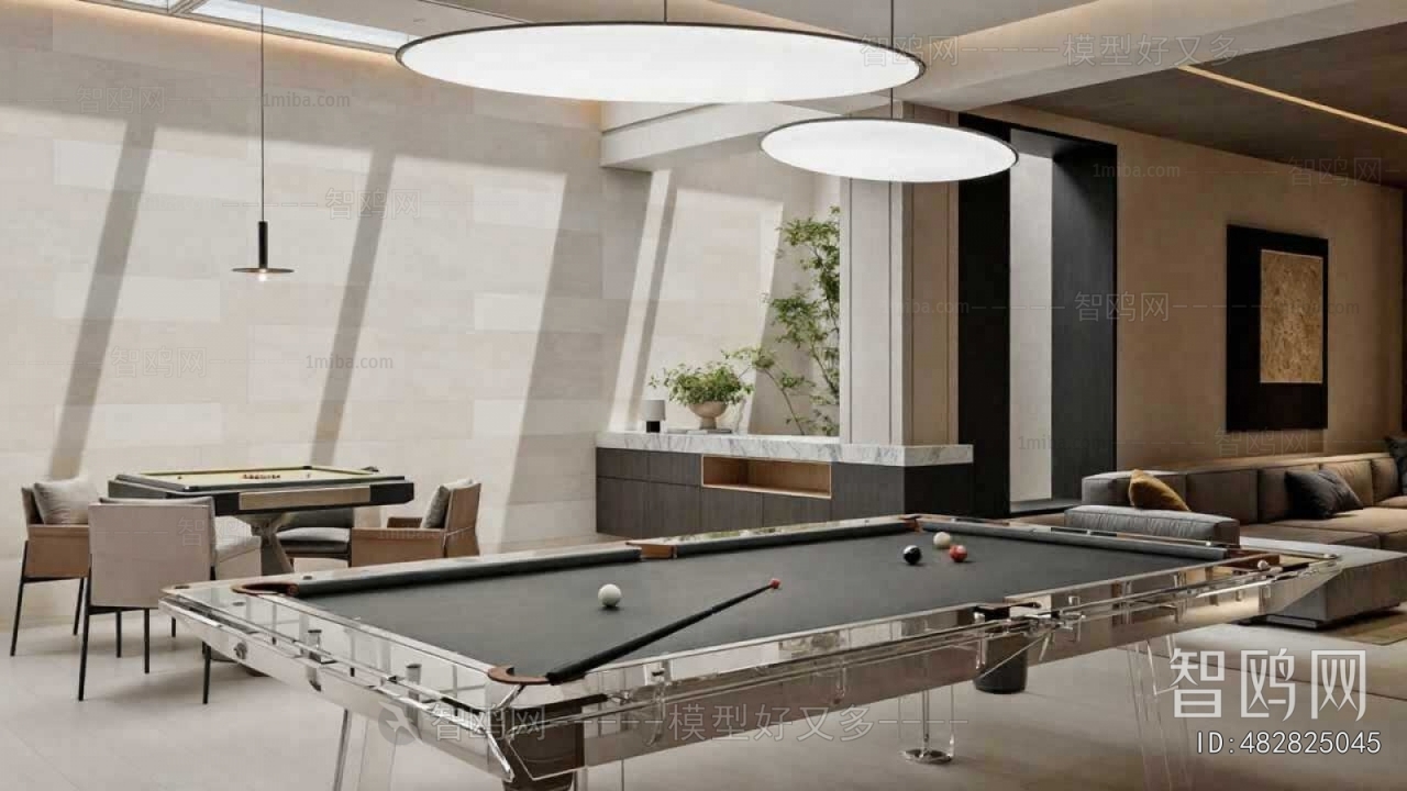 Wabi-sabi Style Billiards Room