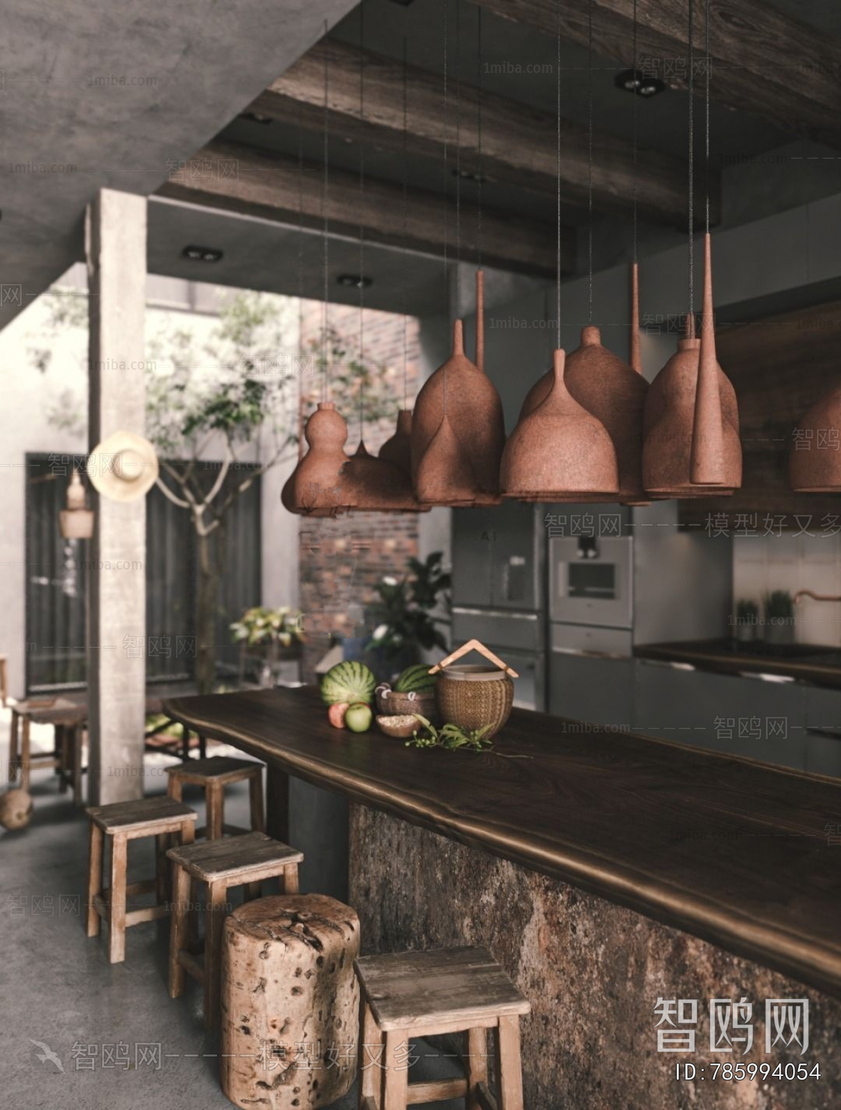 Wabi-sabi Style Open Kitchen