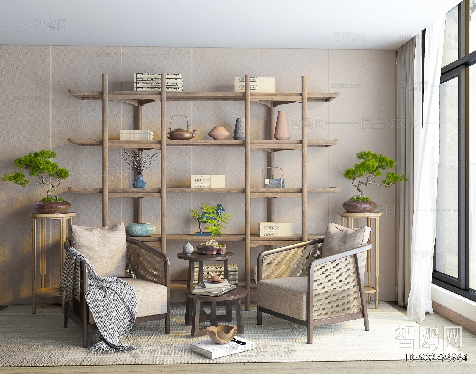 New Chinese Style Single Sofa