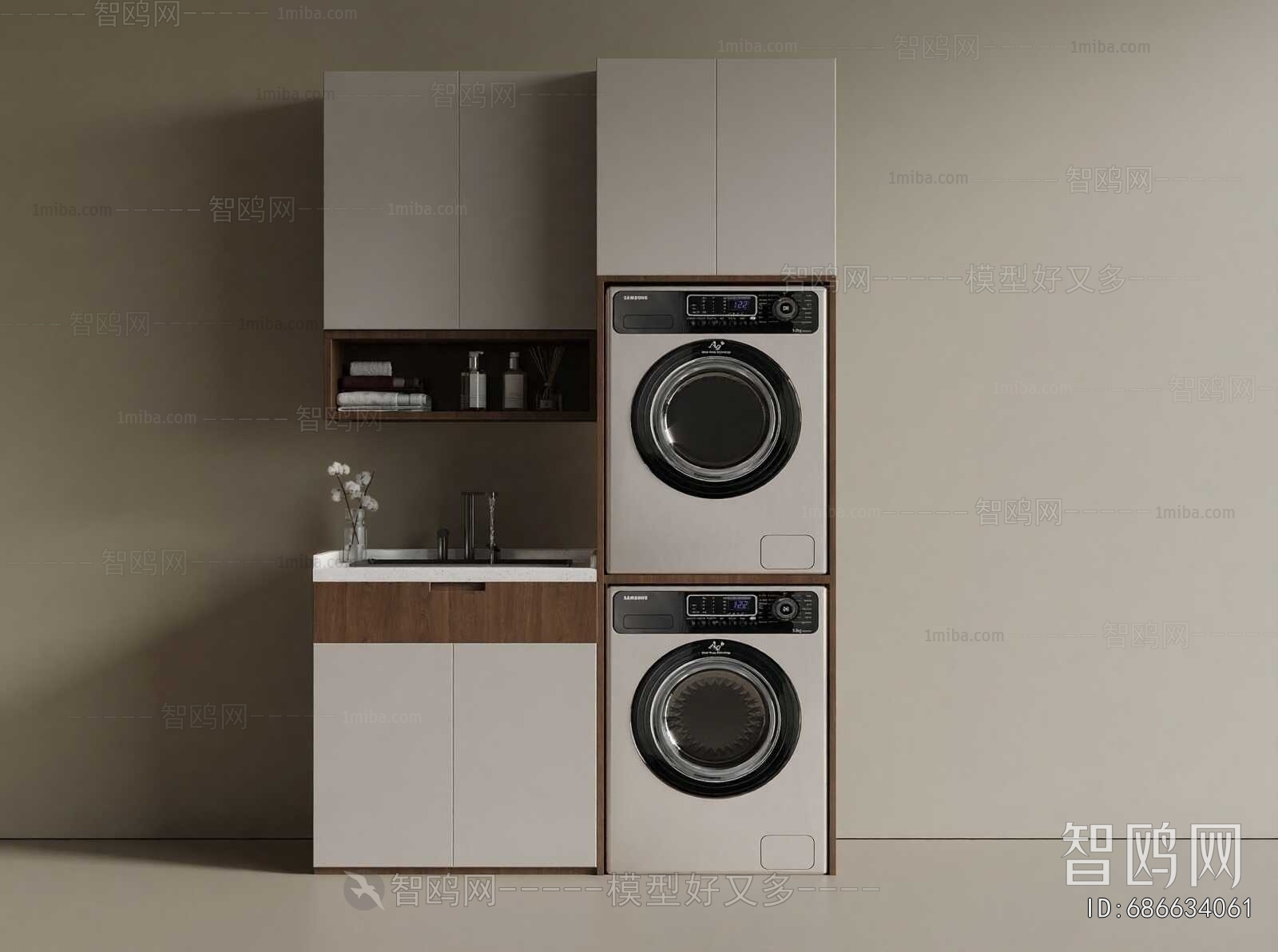 New Chinese Style Laundry Cabinet