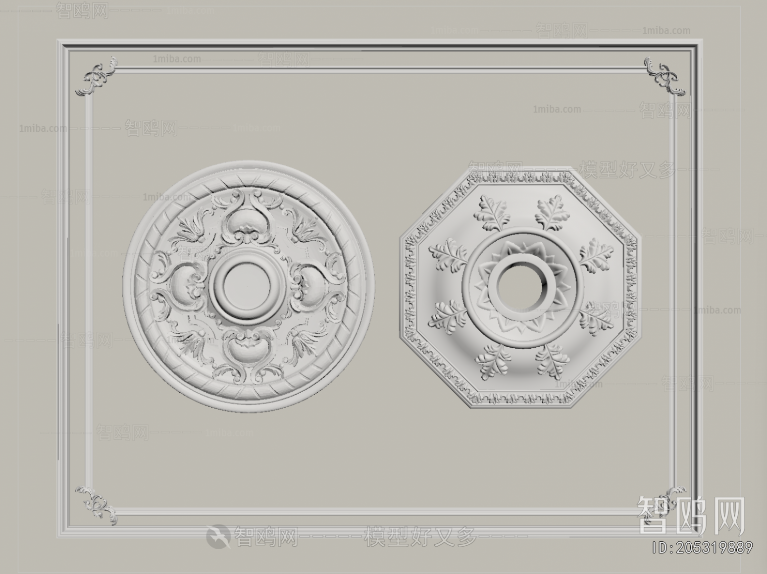 French Style Plaster Carved Top Plate