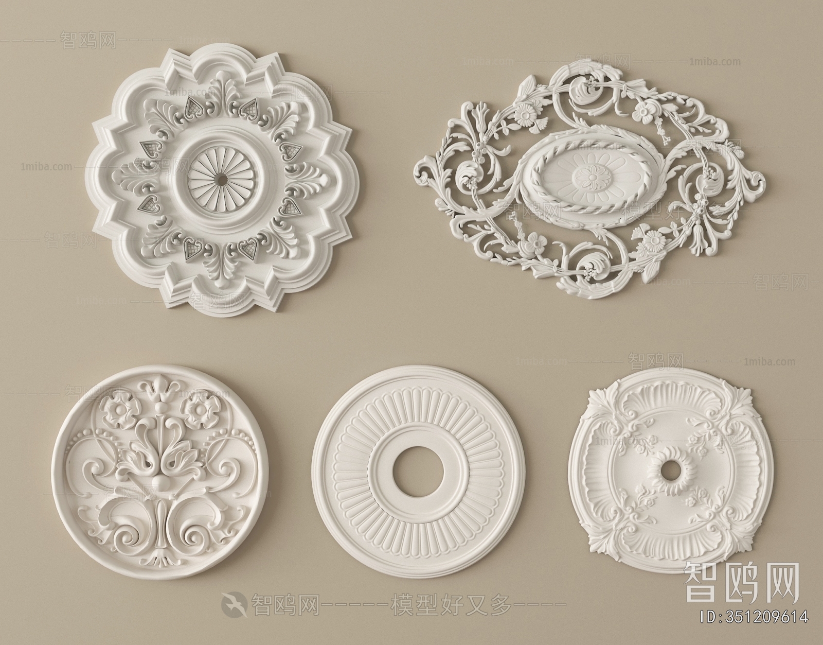 French Style Plaster Carved Top Plate