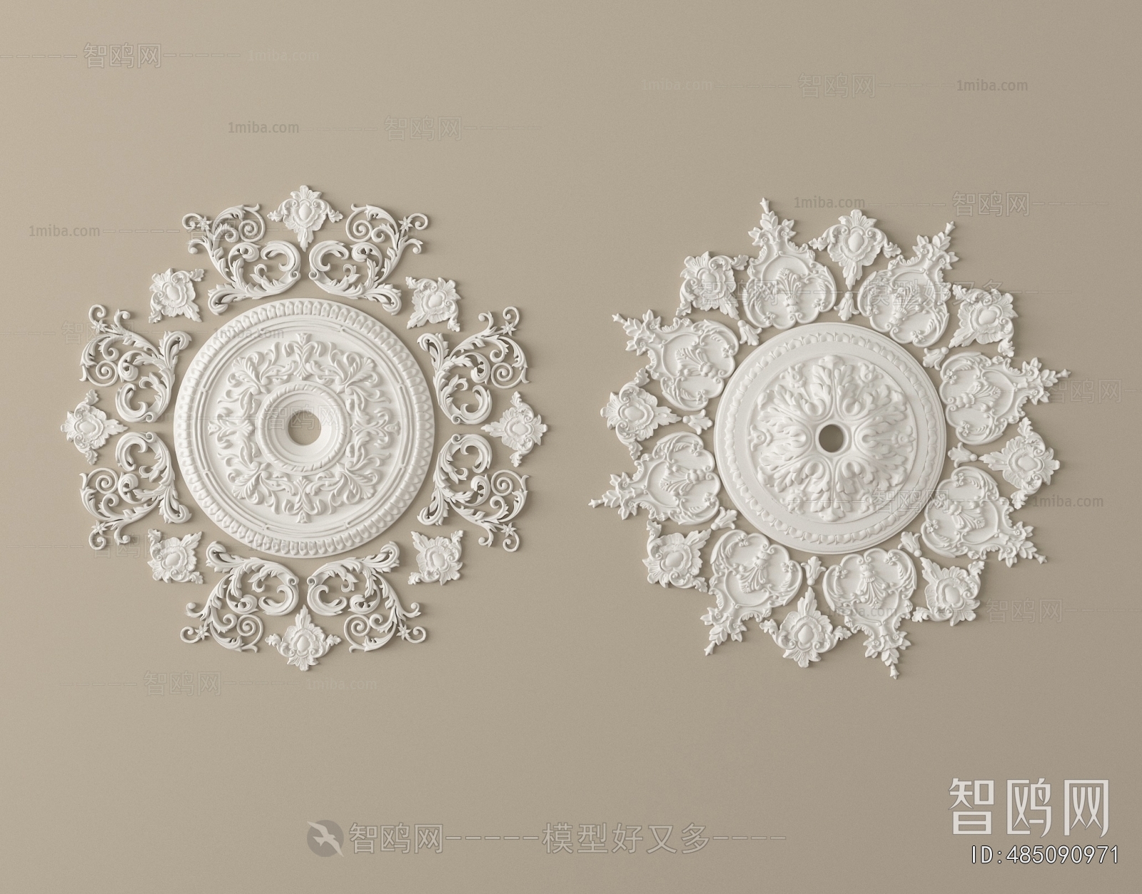 European Style Plaster Carved Top Plate