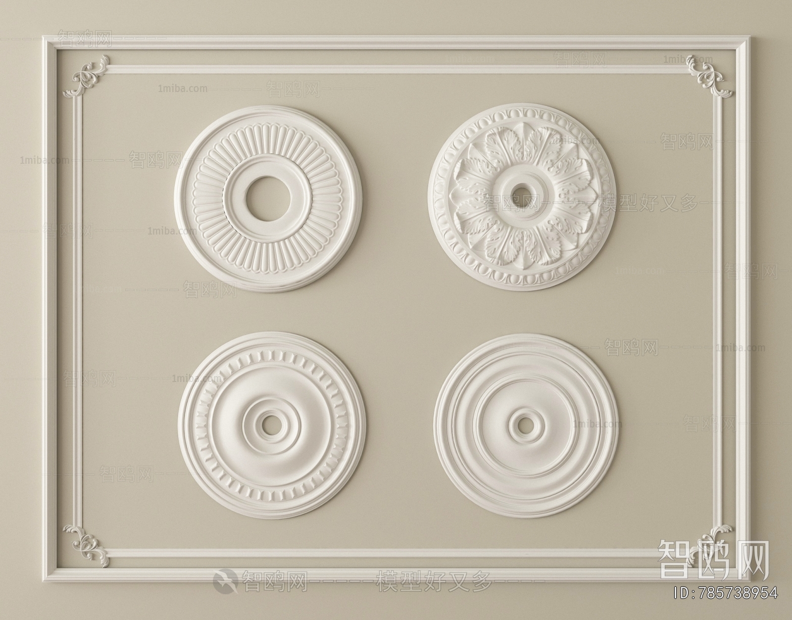 European Style Plaster Carved Top Plate
