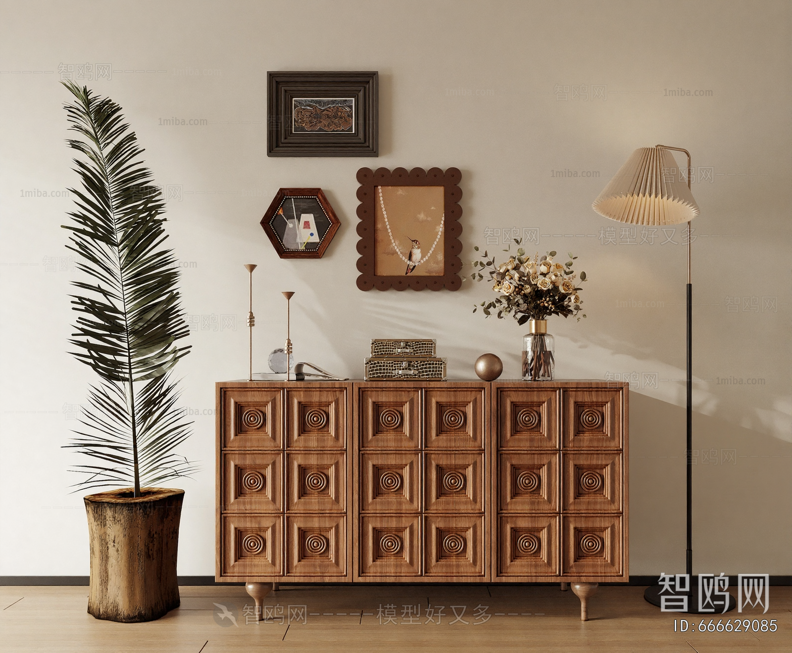 Wabi-sabi Style Side Cabinet