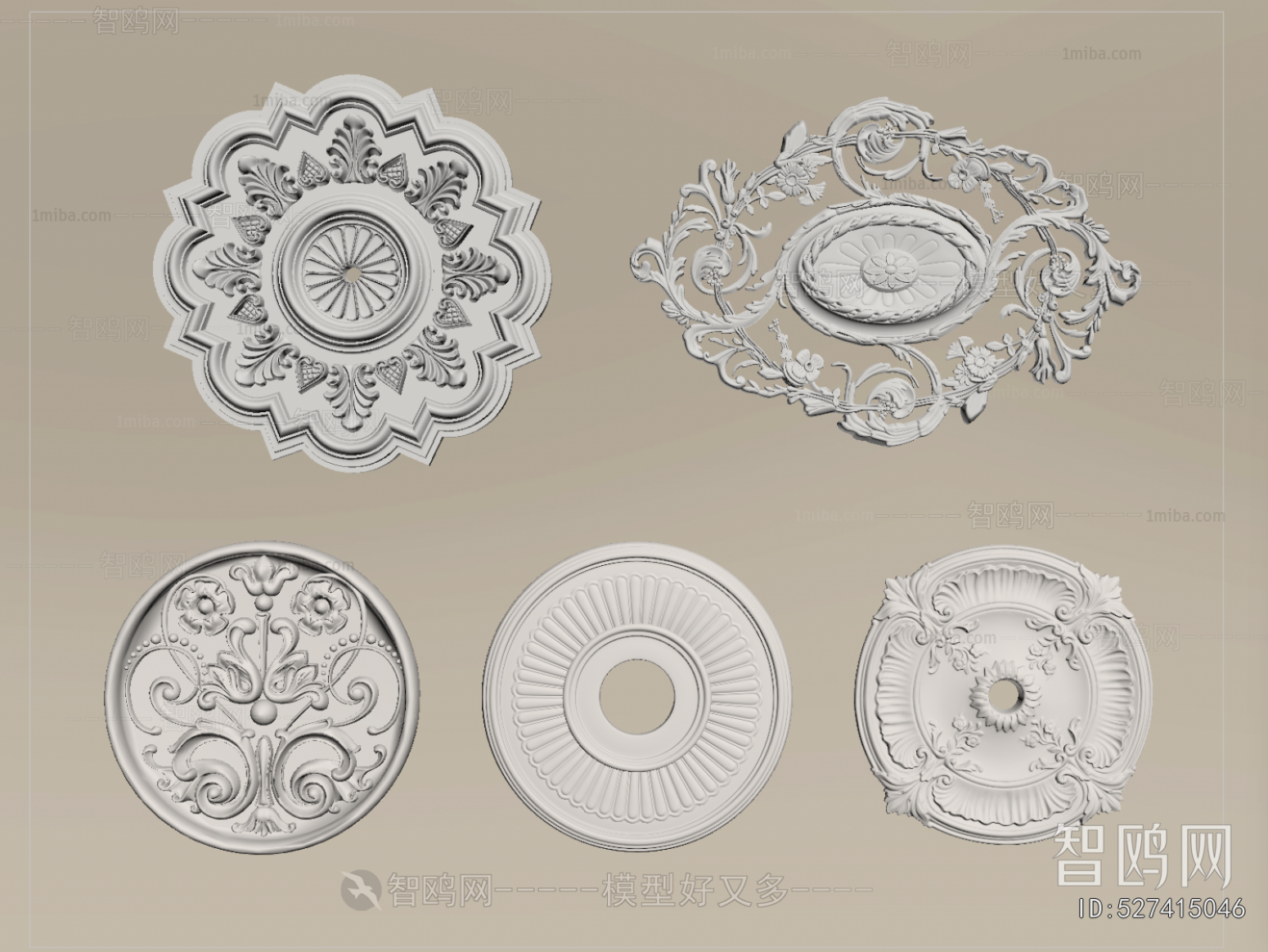 French Style Plaster Carved Top Plate