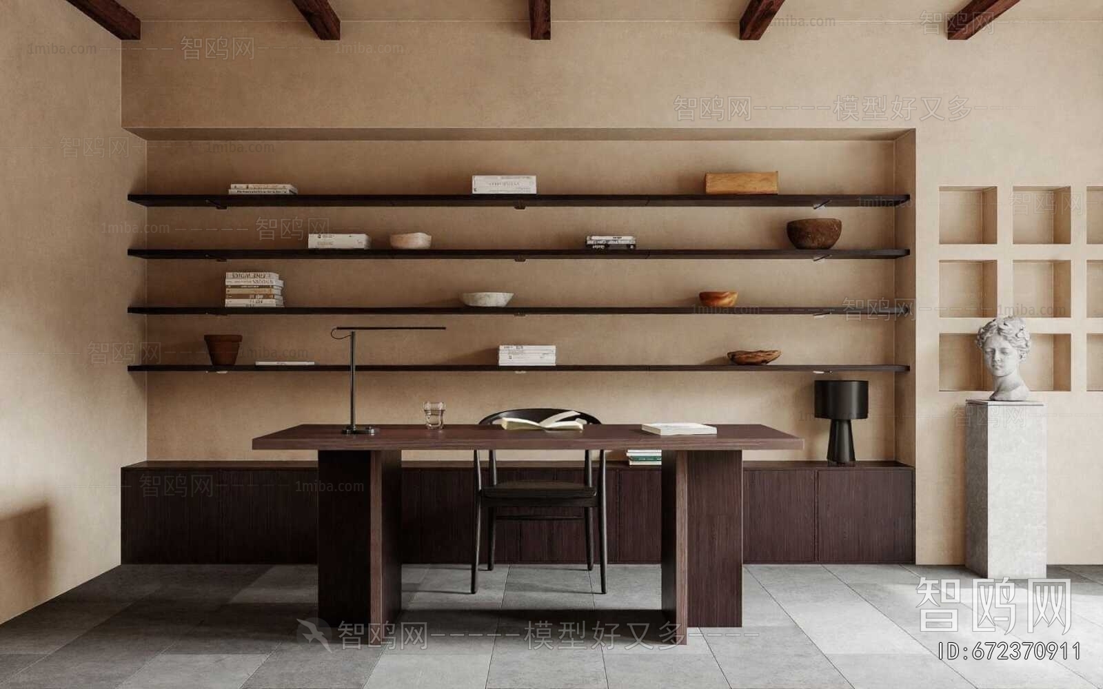 Wabi-sabi Style Study Space