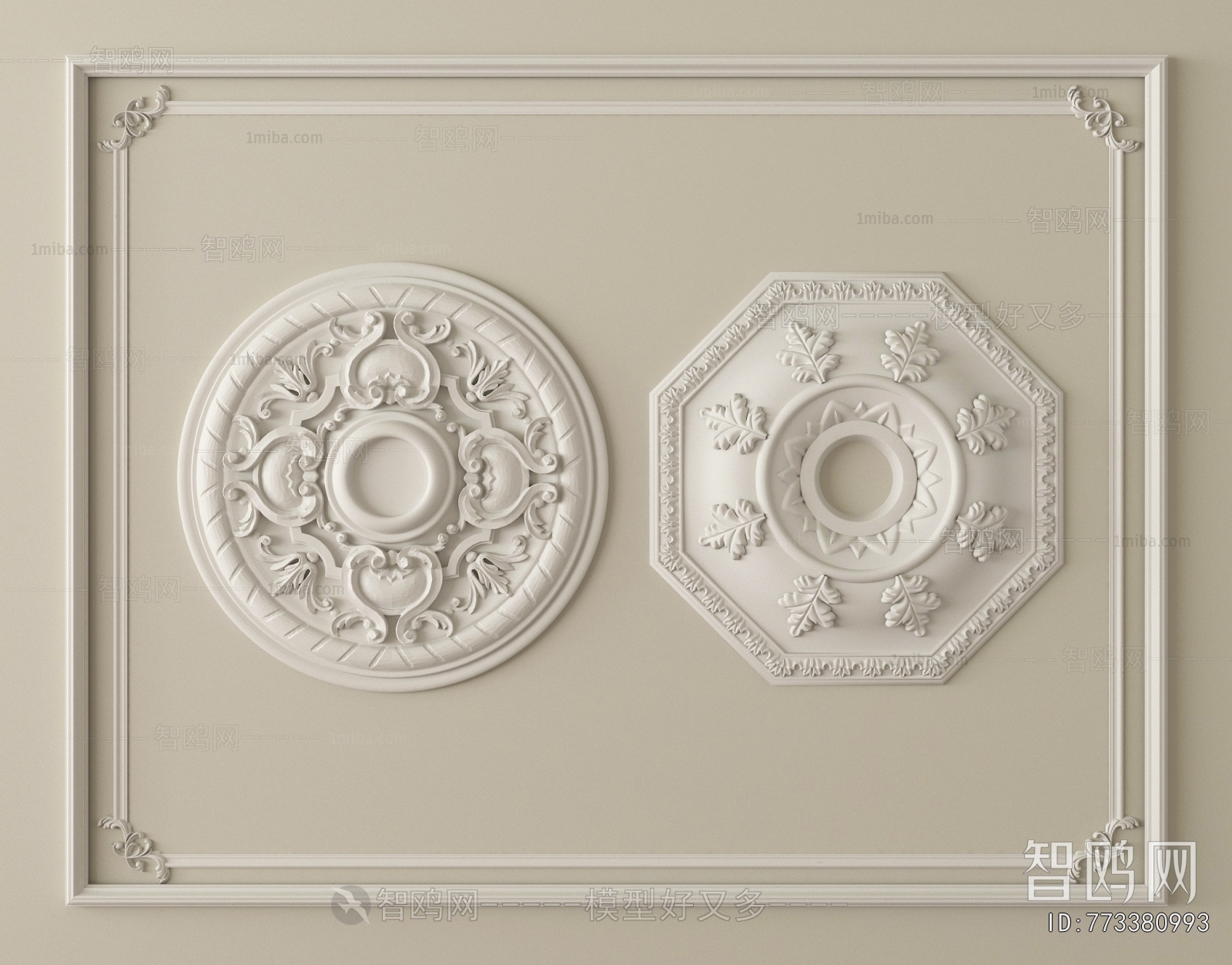 French Style Plaster Carved Top Plate