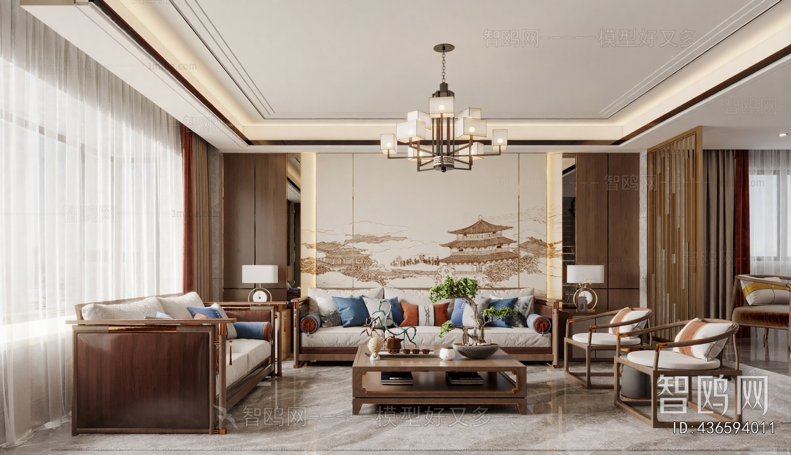 New Chinese Style A Living Room