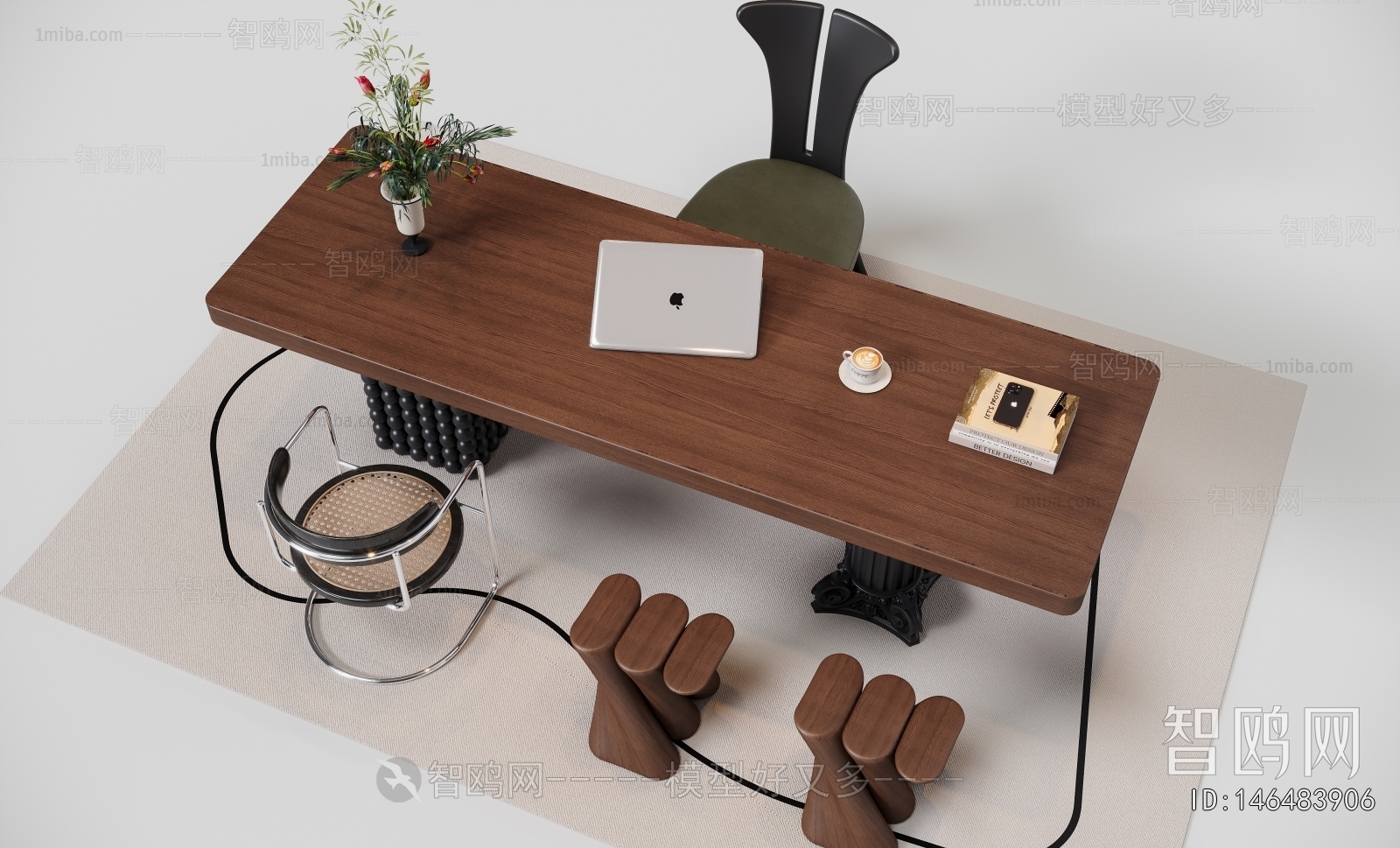 French Style Computer Desk And Chair