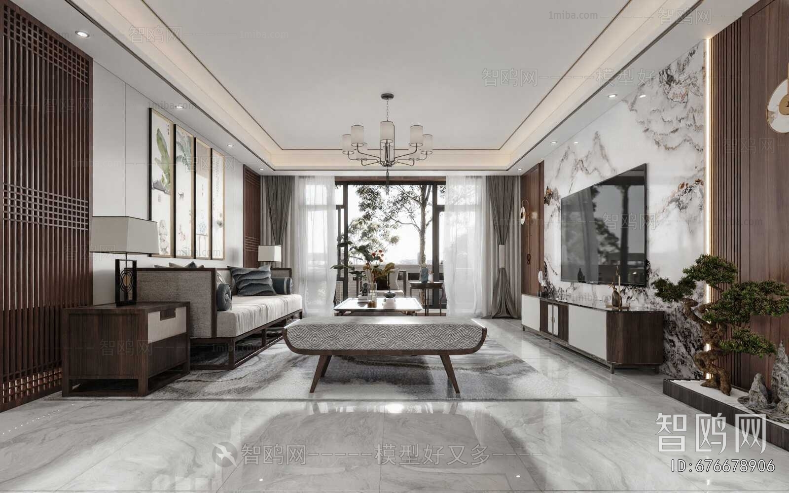 New Chinese Style A Living Room