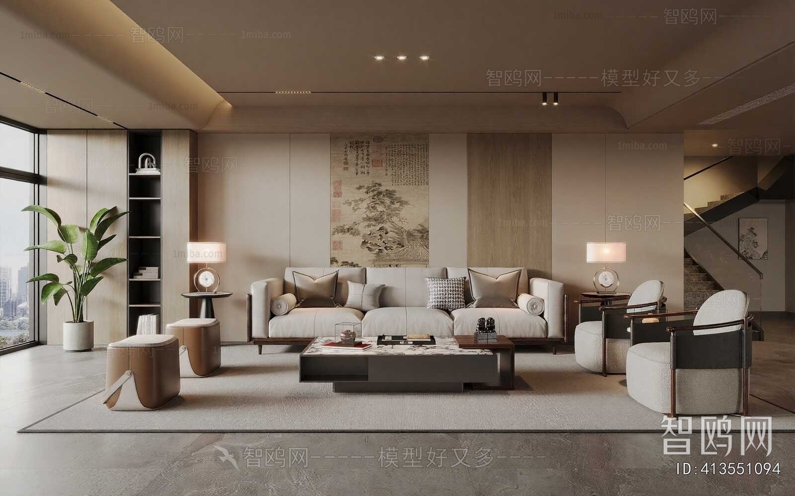 New Chinese Style A Living Room
