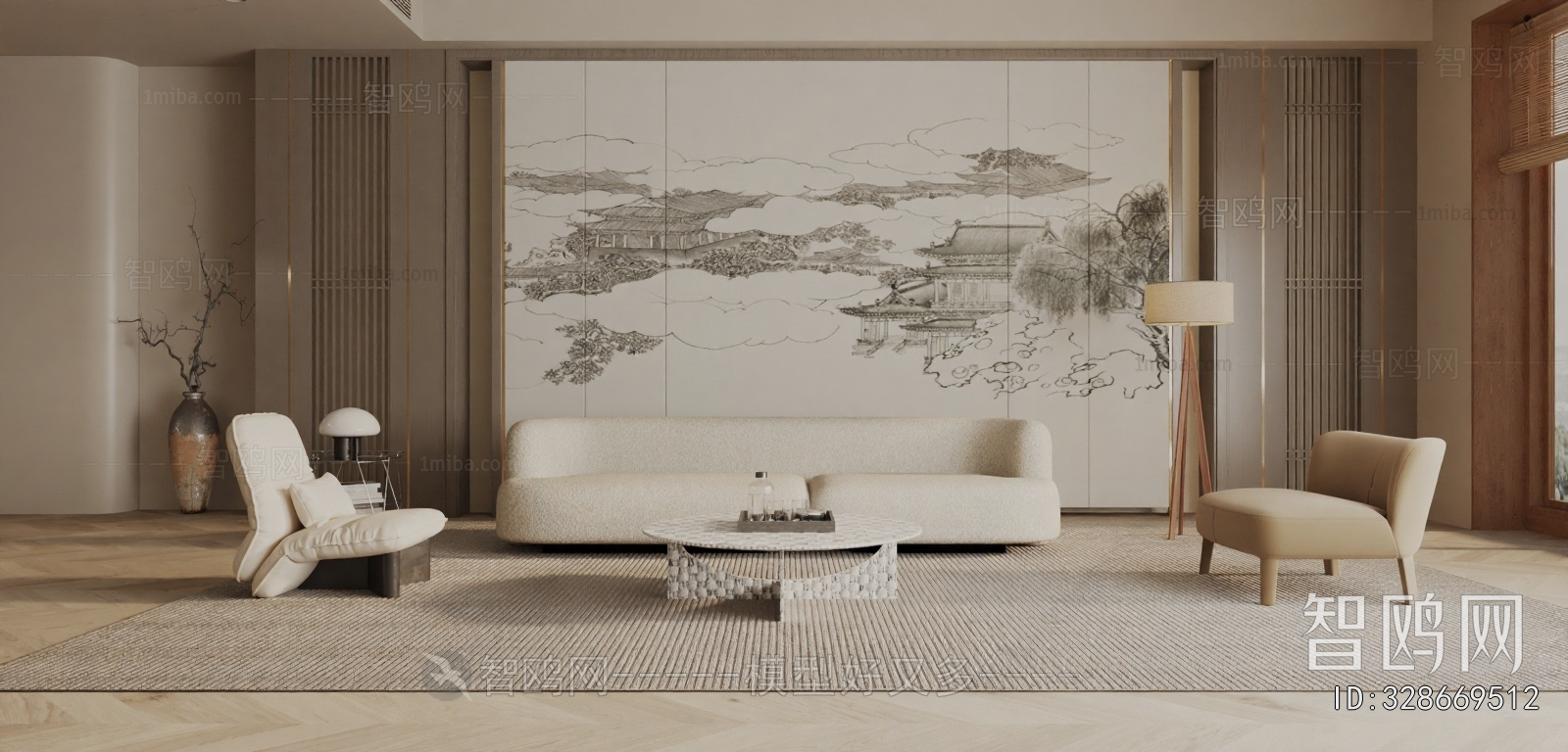 New Chinese Style A Living Room