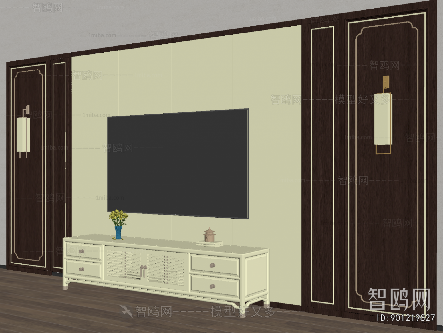 New Chinese Style TV Wall