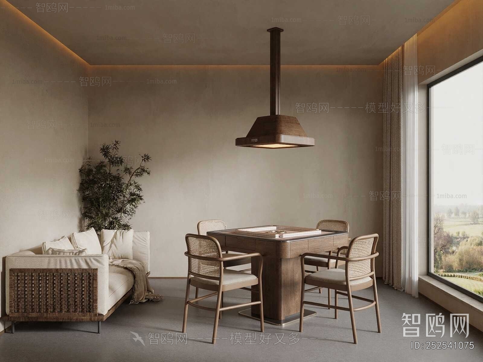 Wabi-sabi Style Chess And Card Room