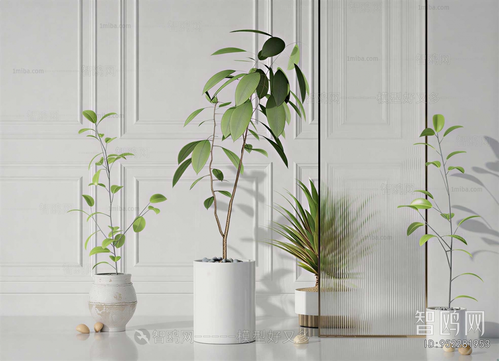 Modern Ground Green Plant Potted Plants