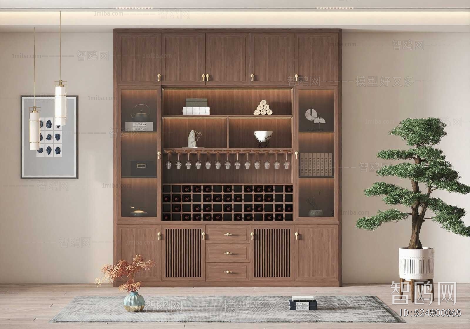 New Chinese Style Wine Cabinet