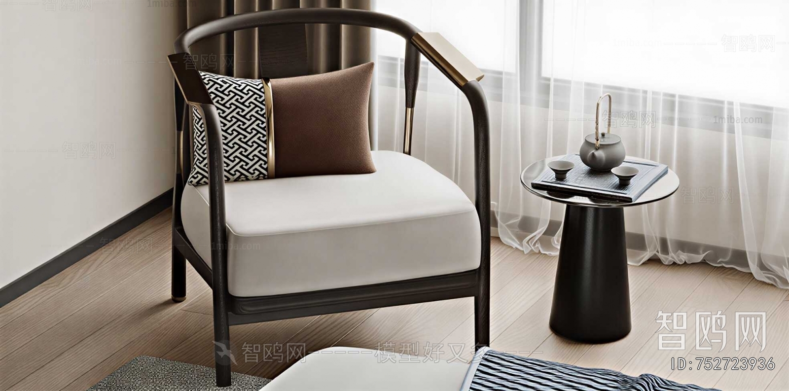 New Chinese Style Single Sofa