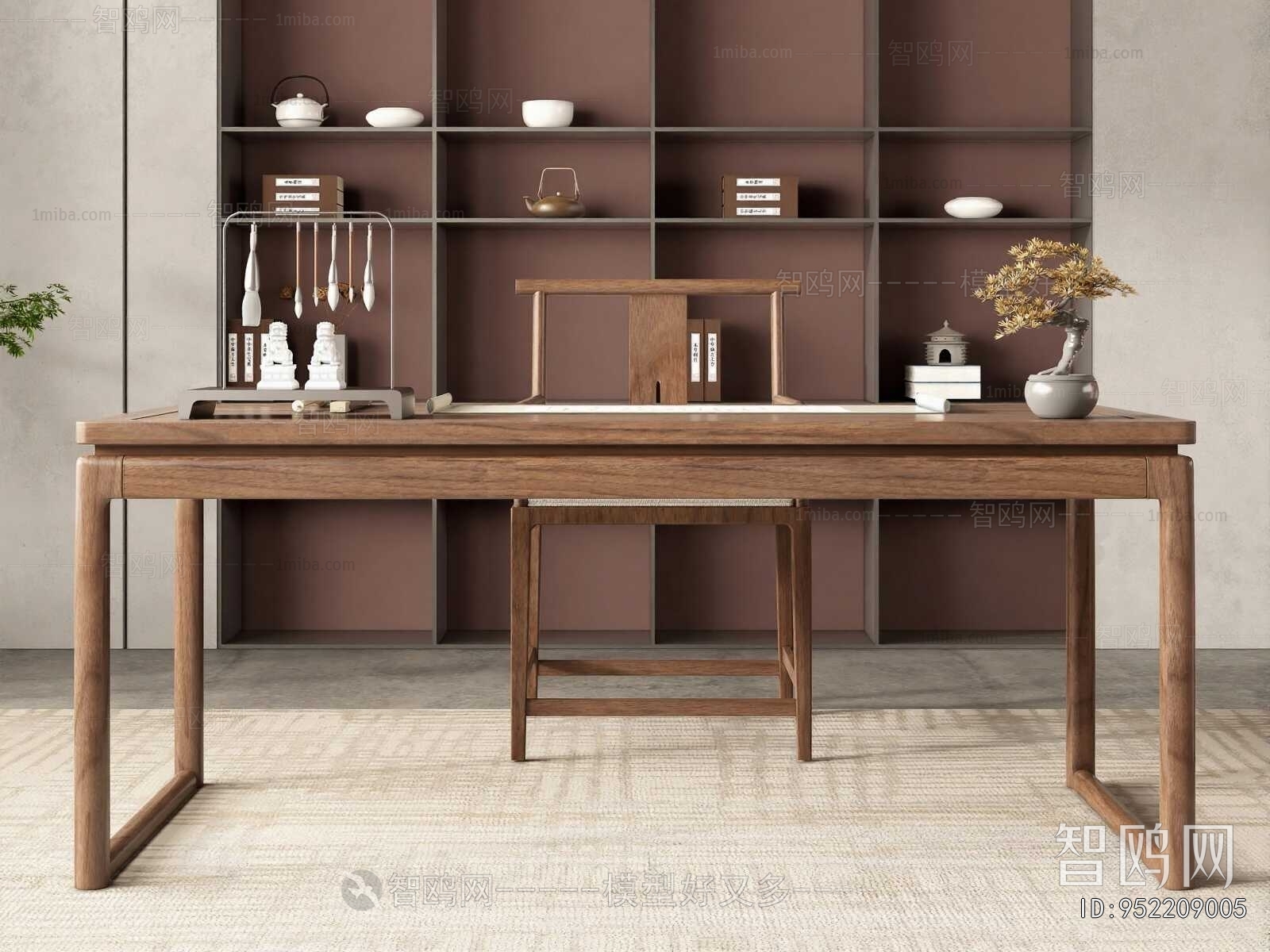 New Chinese Style Computer Desk And Chair