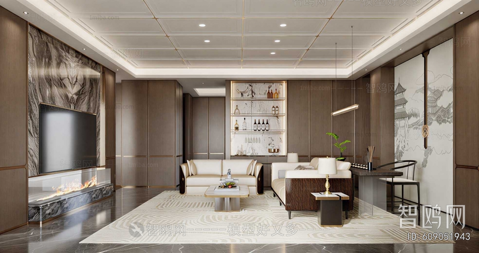 New Chinese Style A Living Room