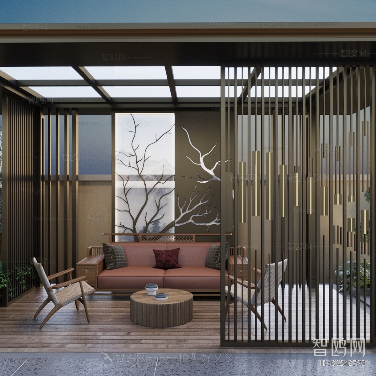 New Chinese Style Glass Sun Room