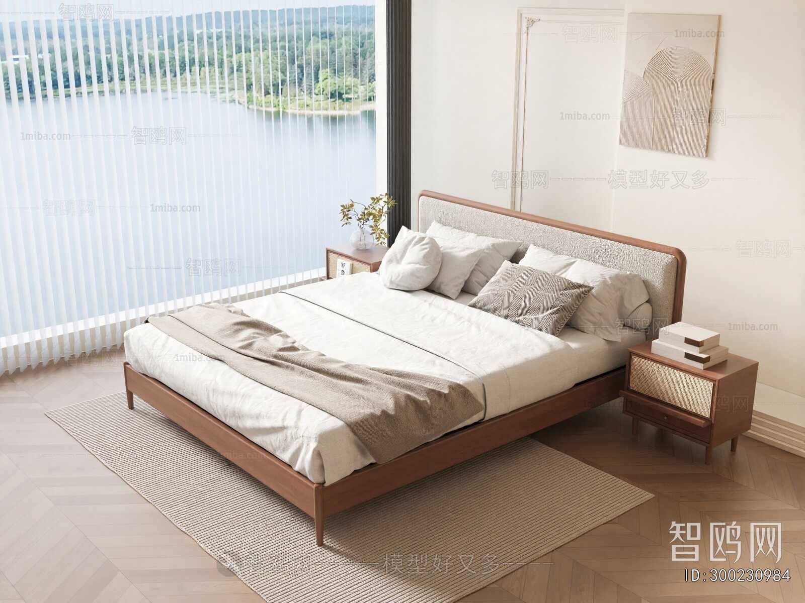 Wabi-sabi Style Double Bed
