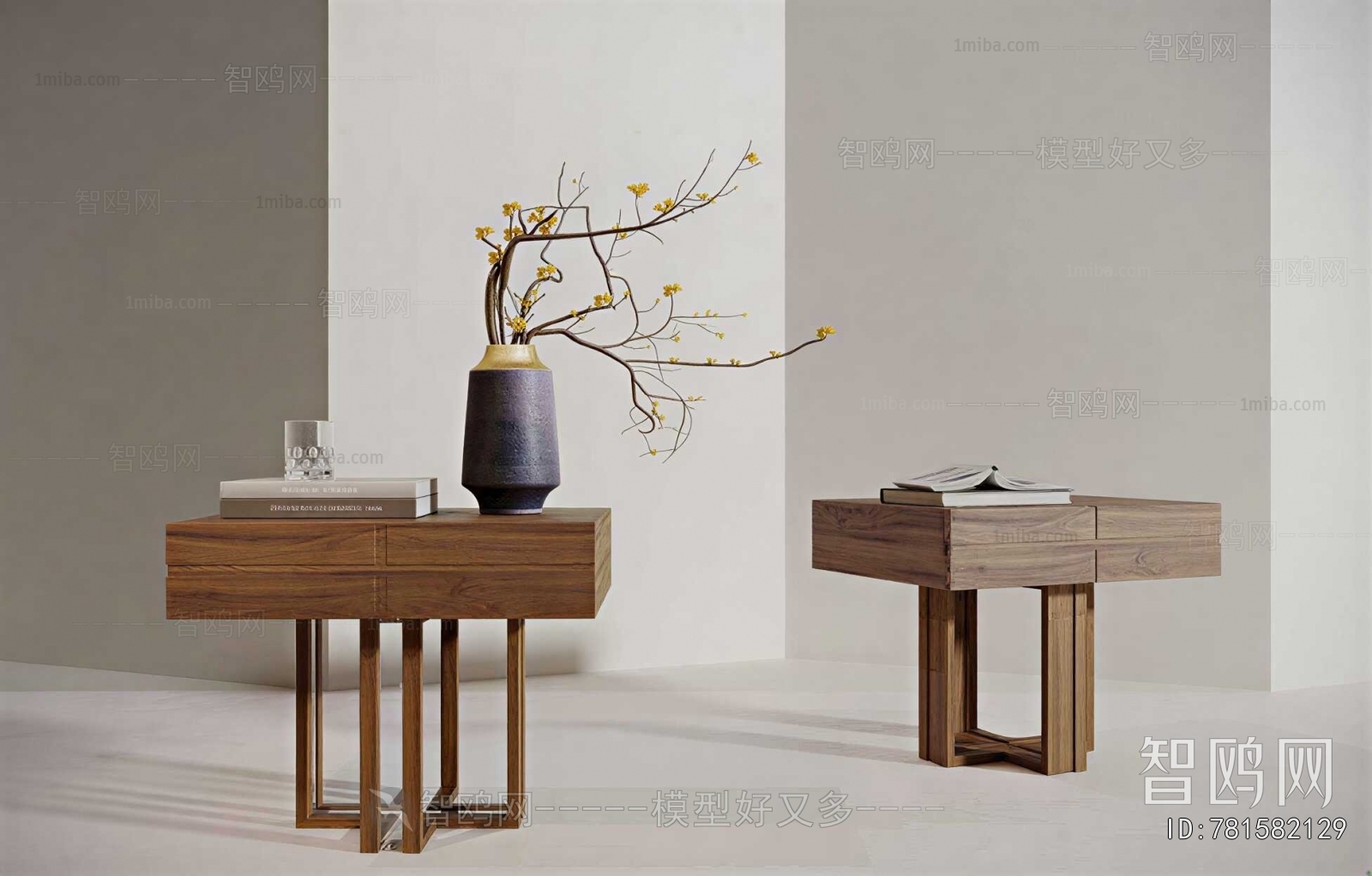 Wabi-sabi Style Bedside Cupboard