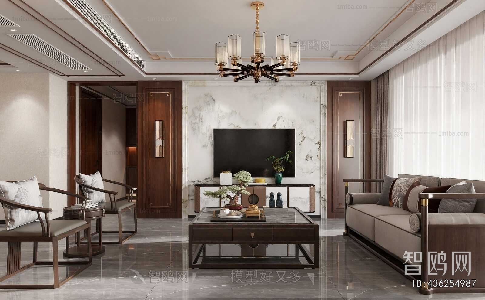 New Chinese Style A Living Room