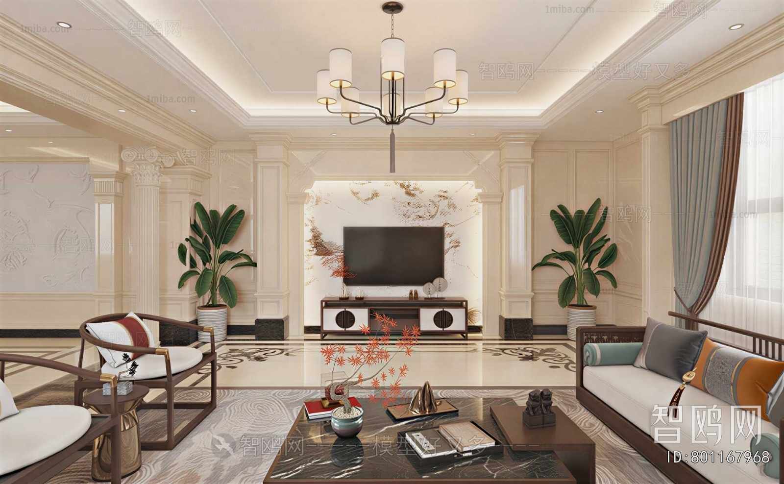 New Chinese Style A Living Room