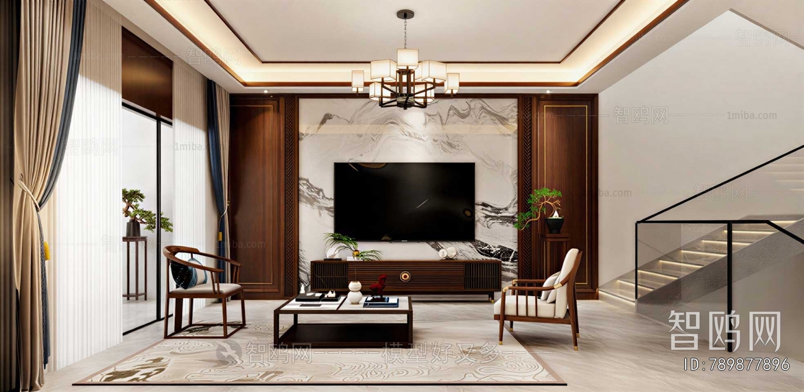 New Chinese Style A Living Room