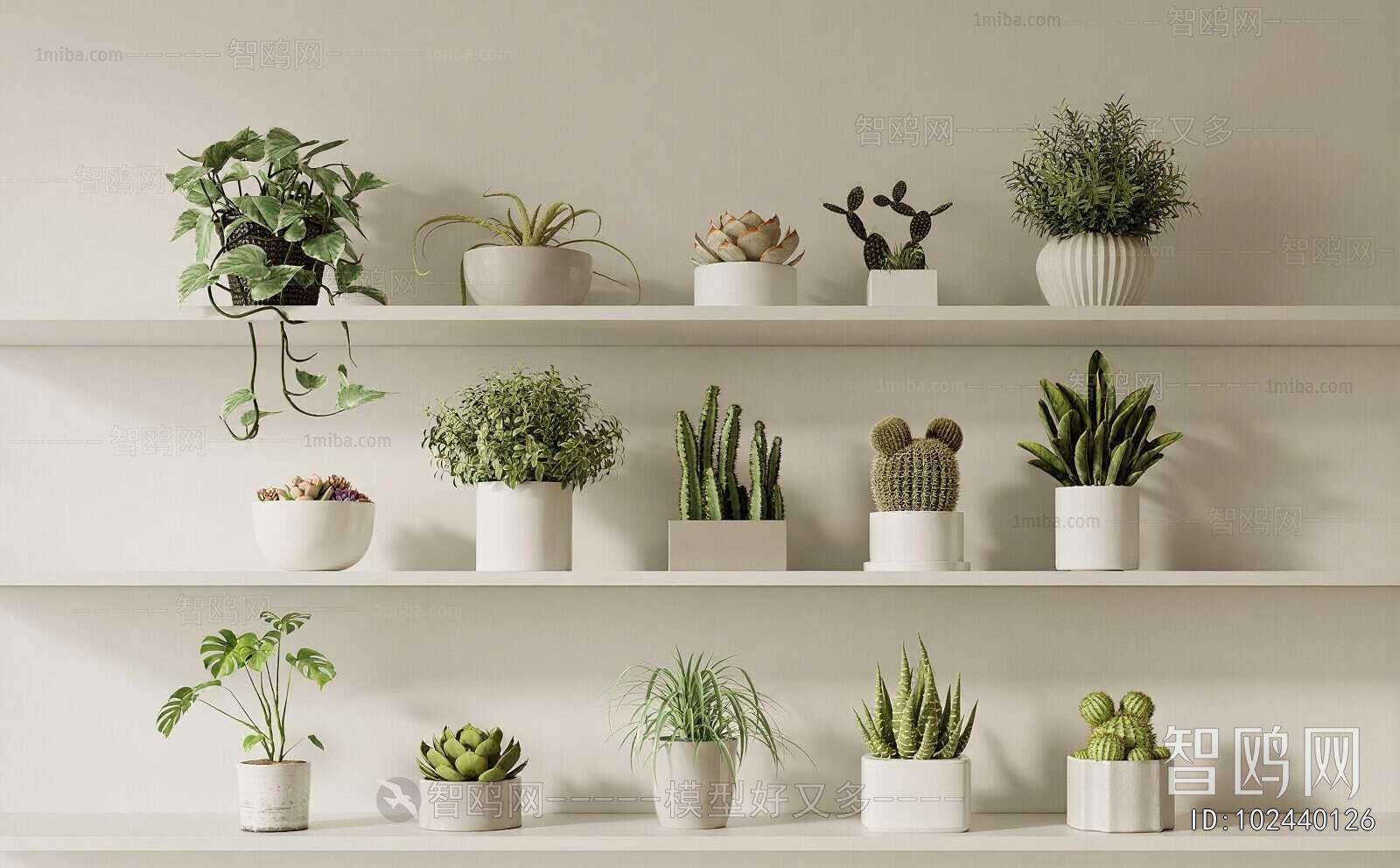 Modern Potted Green Plant