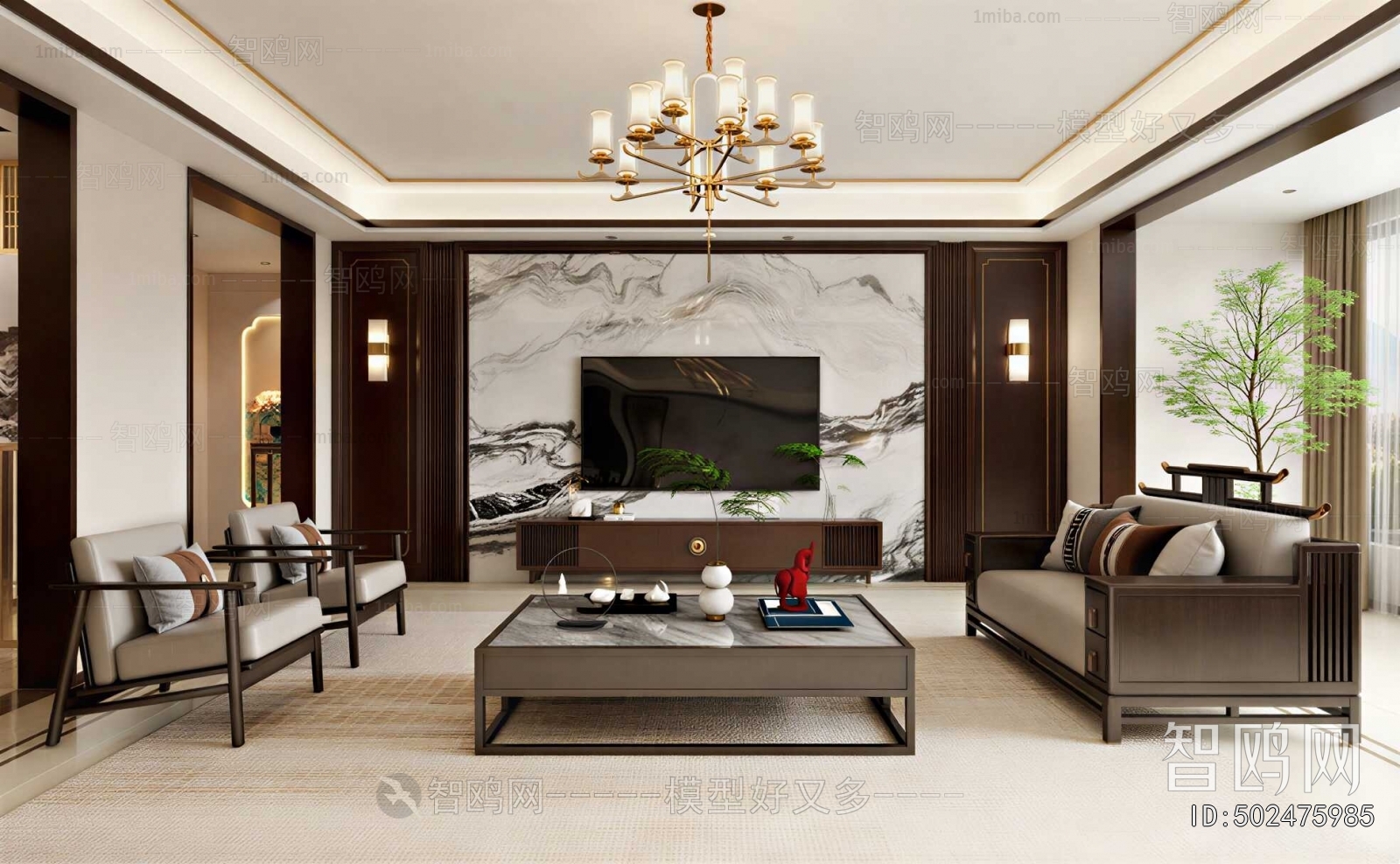 New Chinese Style A Living Room