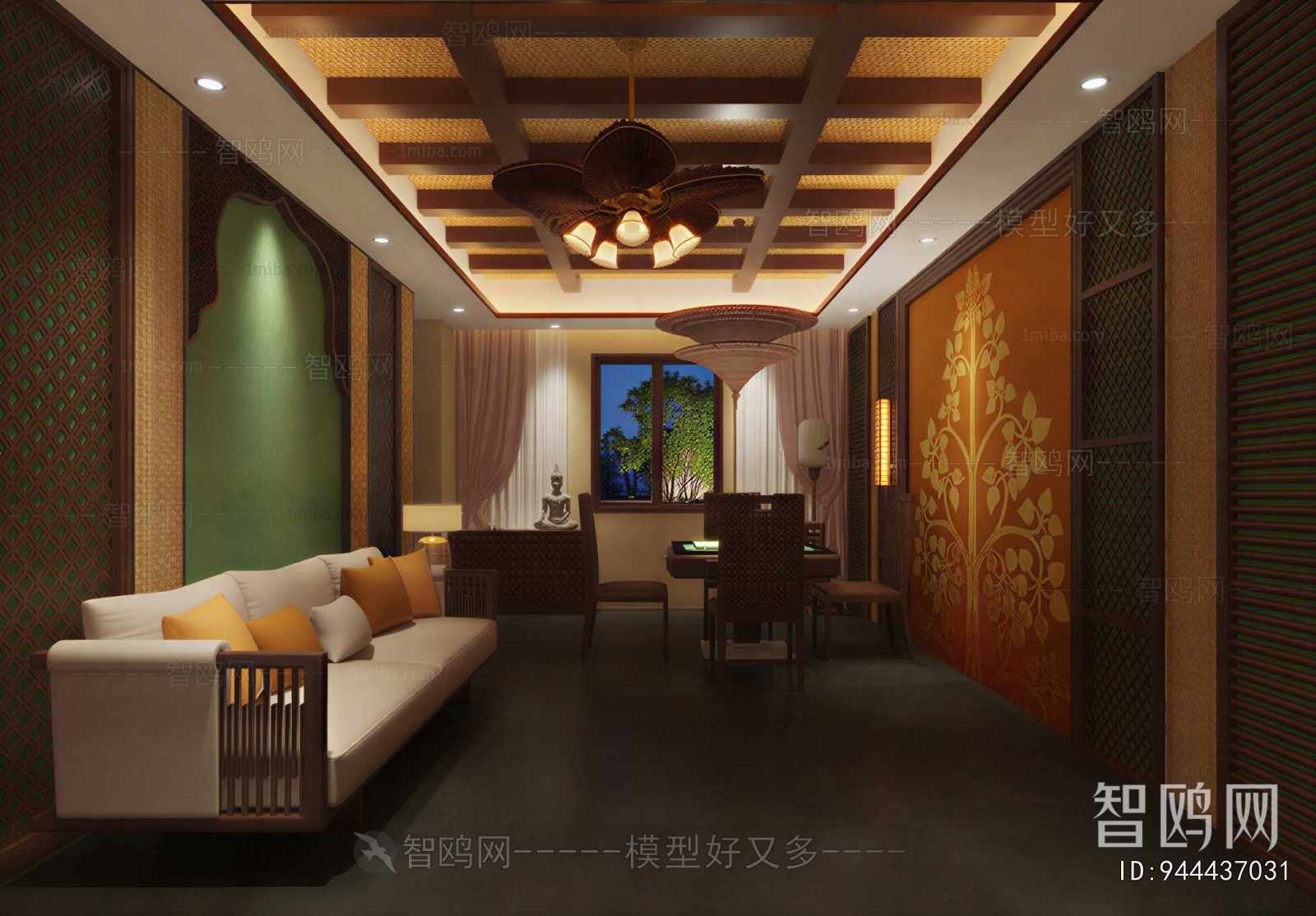 Southeast Asian Style Chess And Card Room