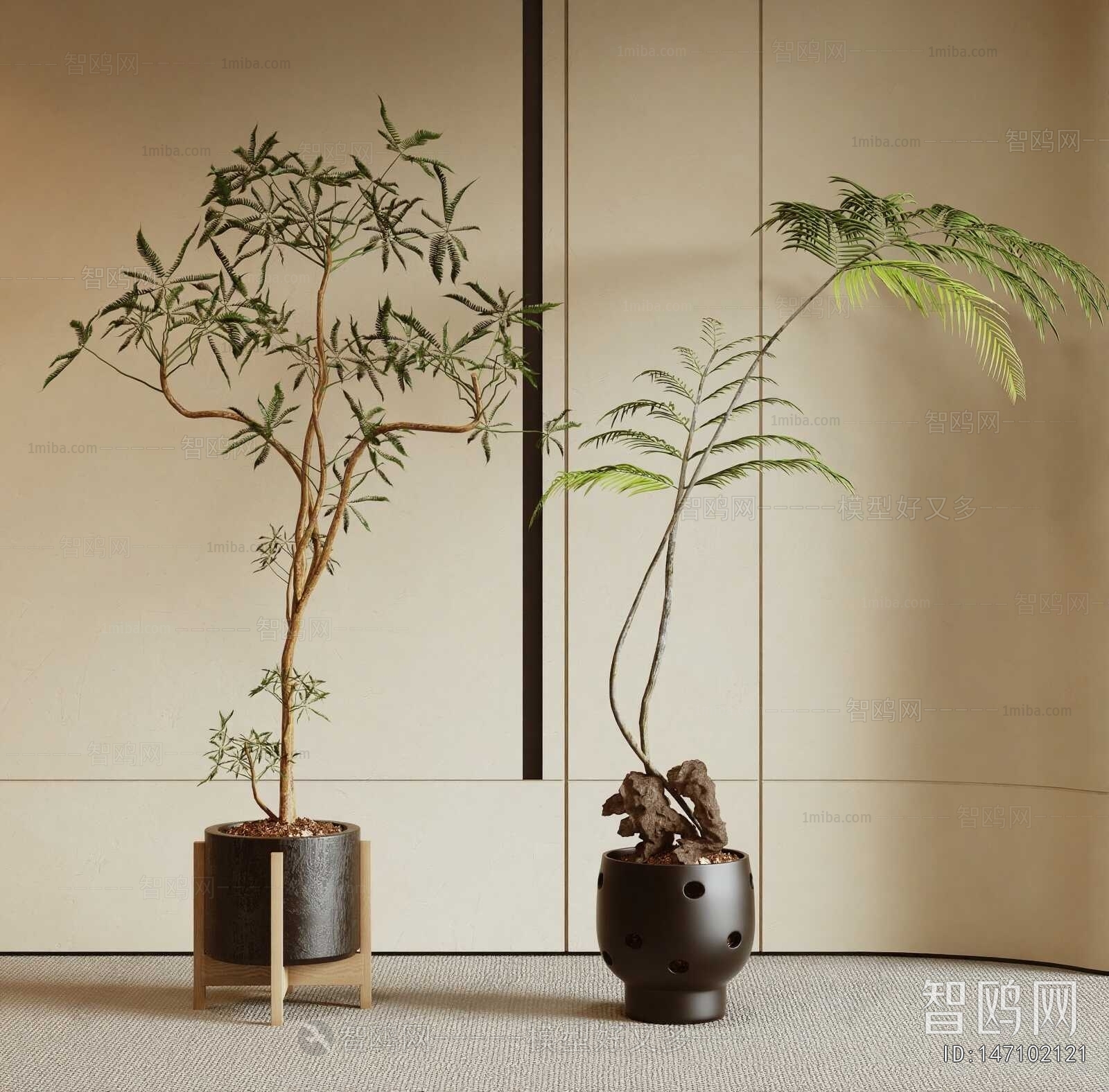 Modern Ground Green Plant Potted Plants