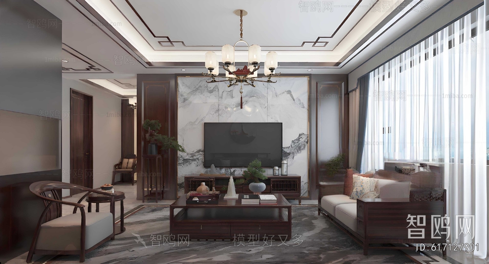 New Chinese Style A Living Room