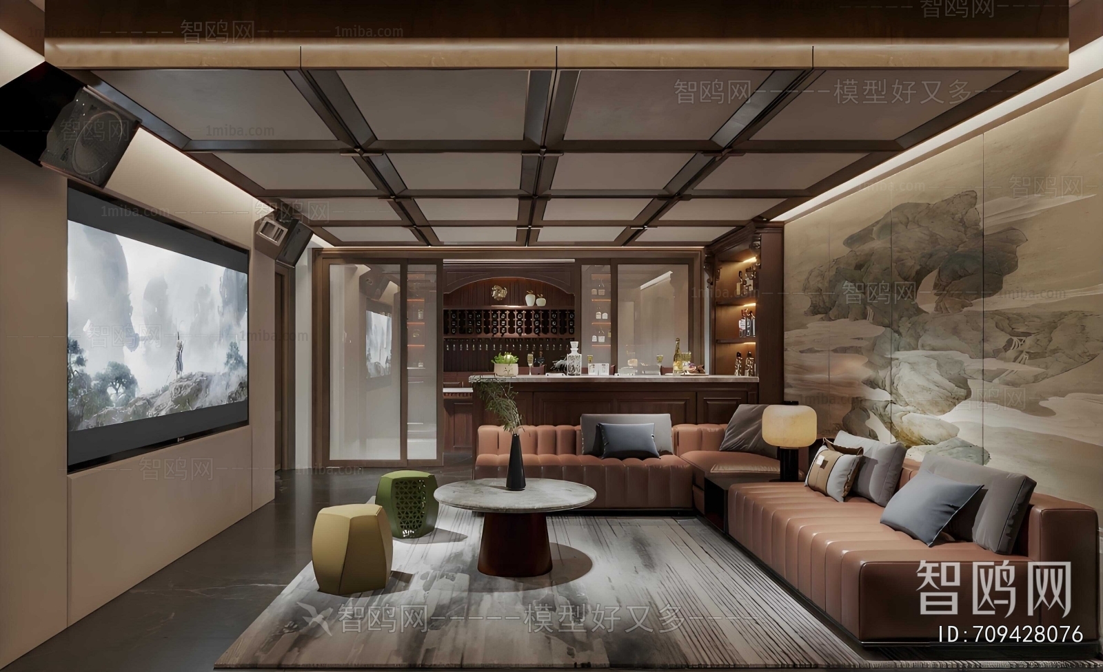 New Chinese Style Audiovisual Room