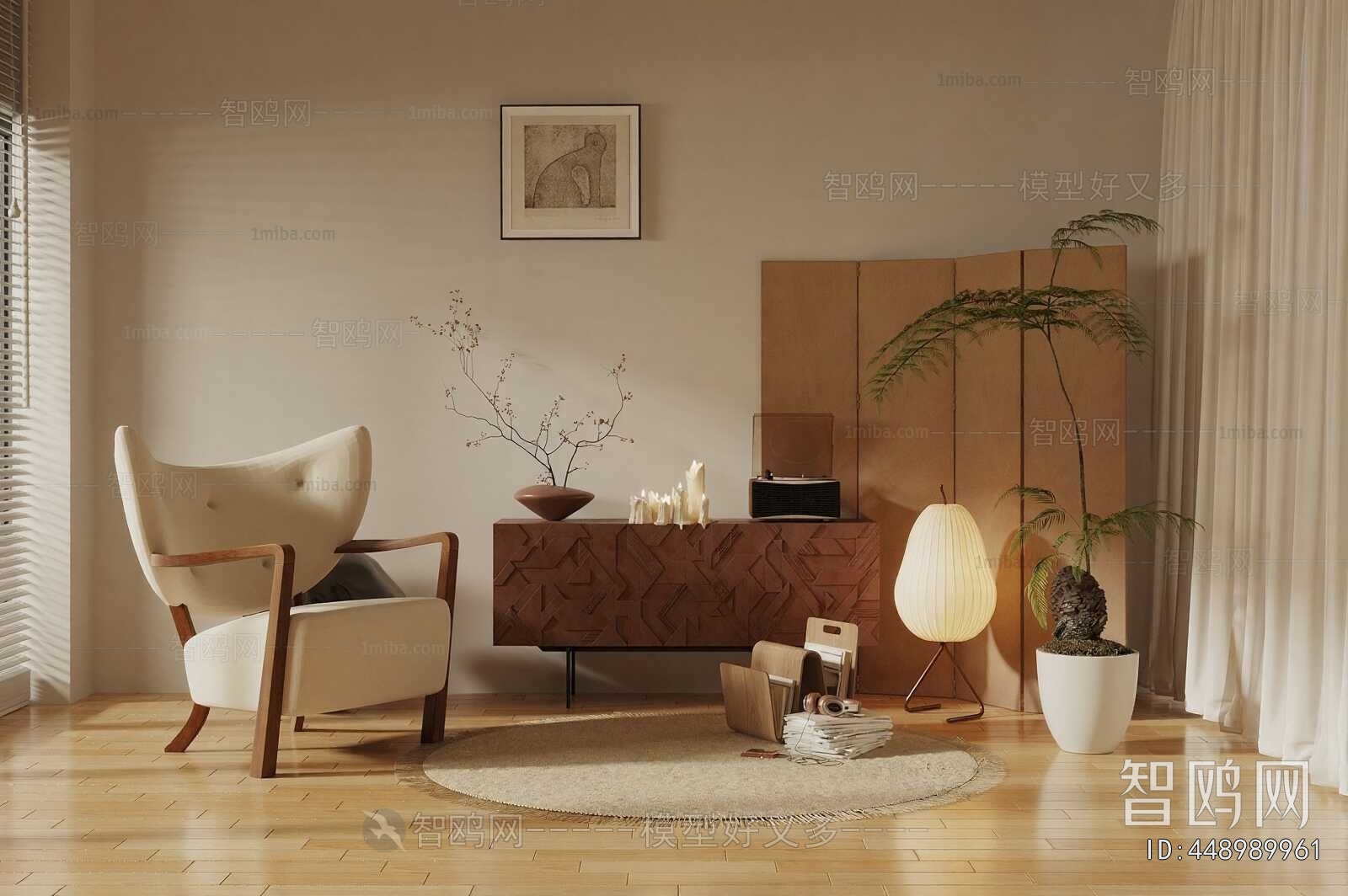 Wabi-sabi Style Single Sofa