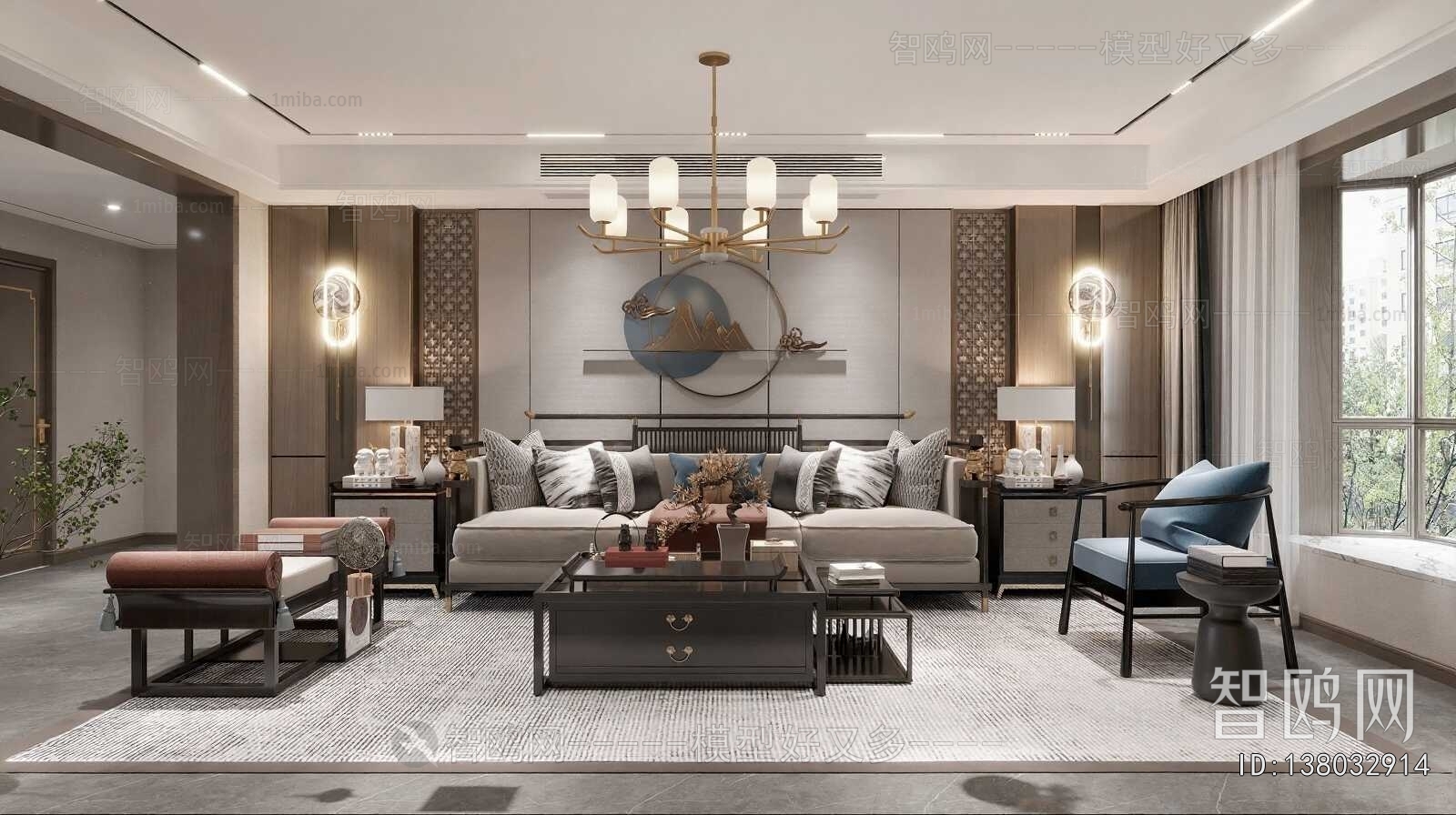 New Chinese Style A Living Room