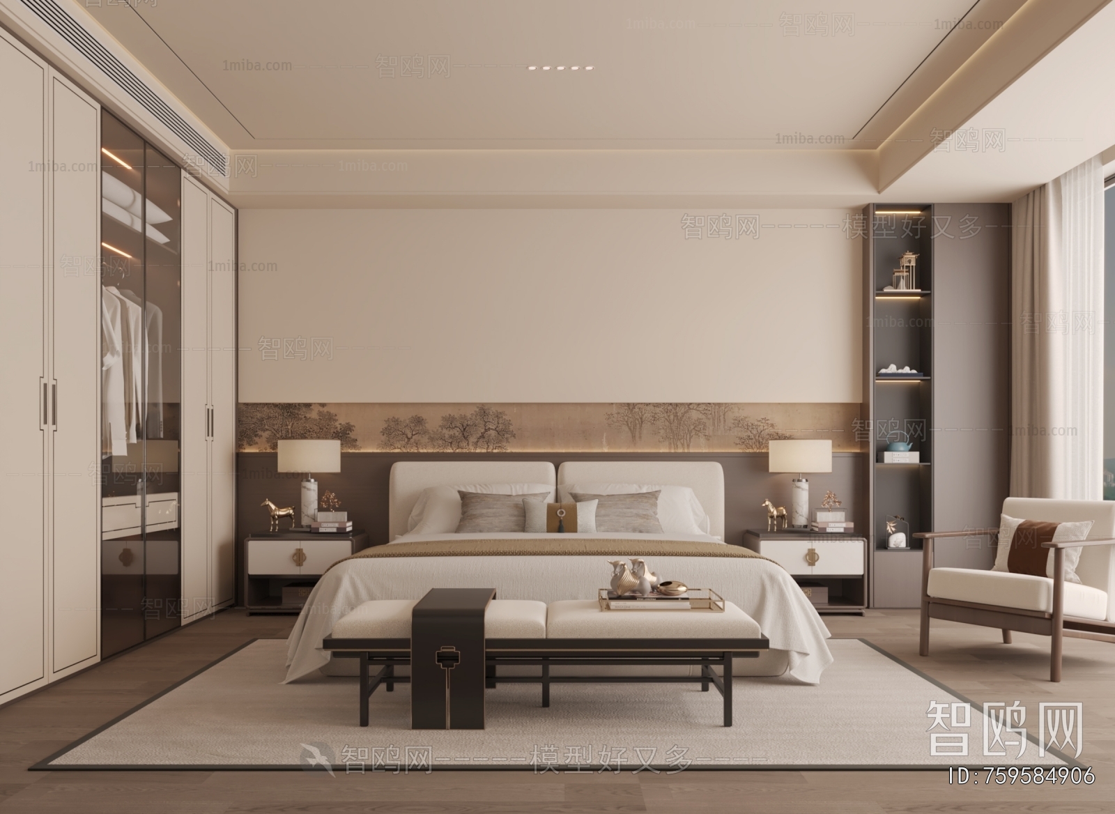 New Chinese Style Bedroom