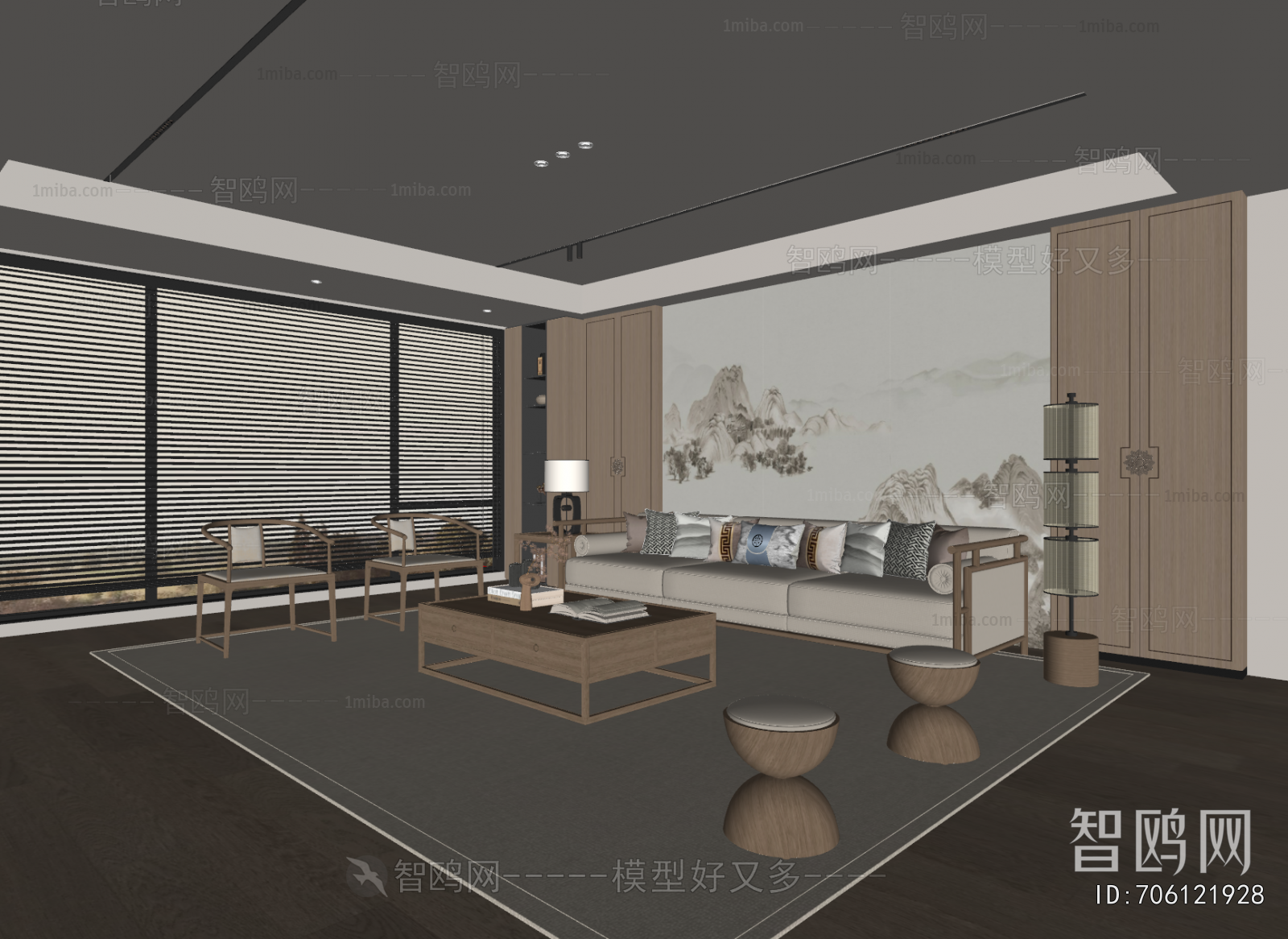New Chinese Style A Living Room
