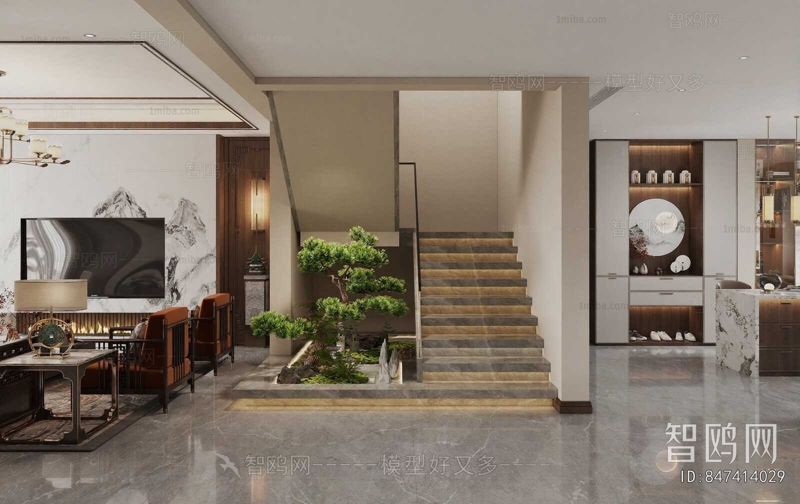 New Chinese Style A Living Room