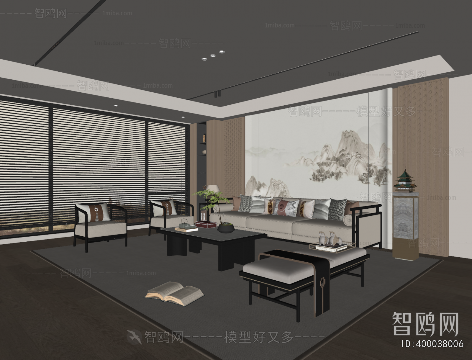 New Chinese Style A Living Room
