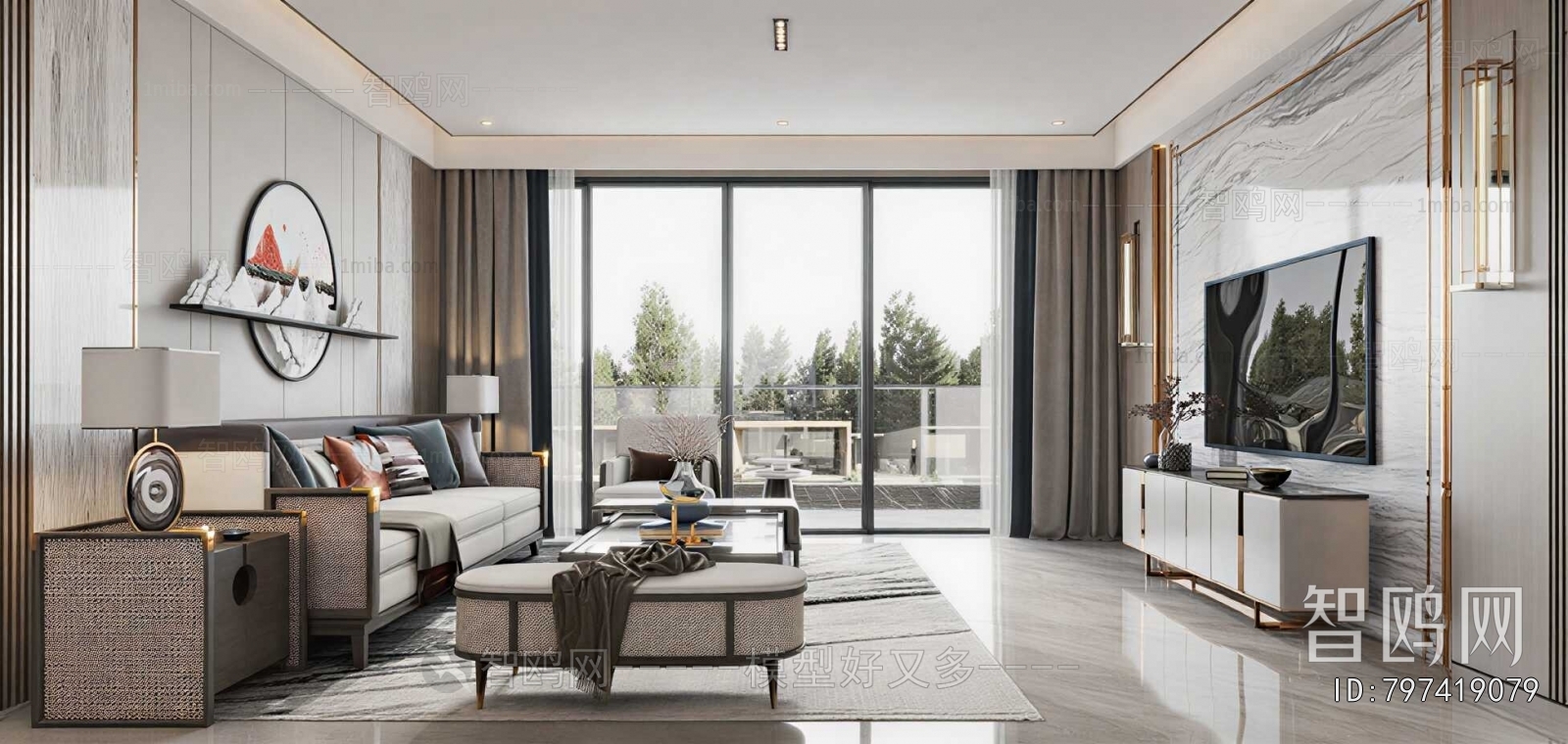 New Chinese Style A Living Room