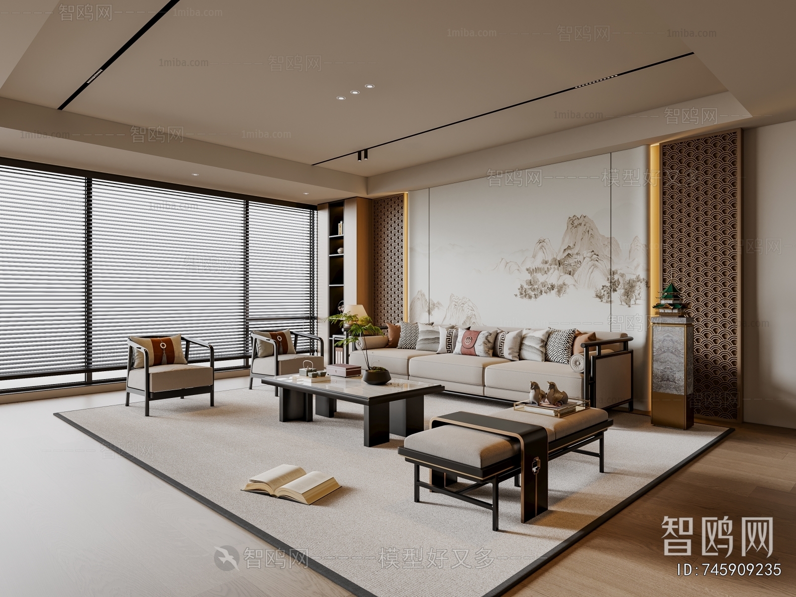 New Chinese Style A Living Room