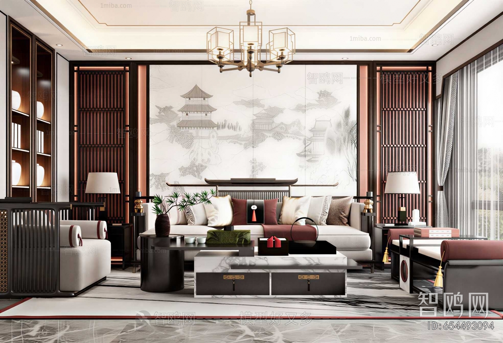 New Chinese Style A Living Room