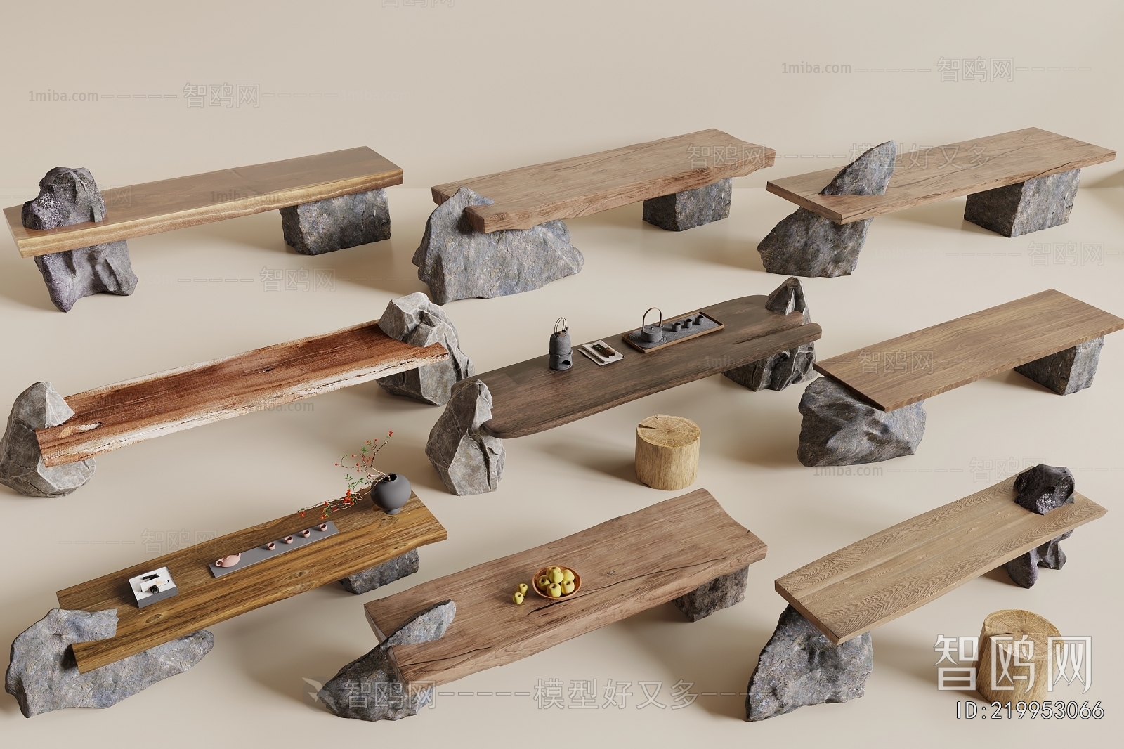 Wabi-sabi Style Tea Tables And Chairs